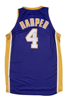 2001 Ron Harper Game Used and Signed Los Angeles Lakers NBA Finals Jersey (Ron Harper LOA & JSA)